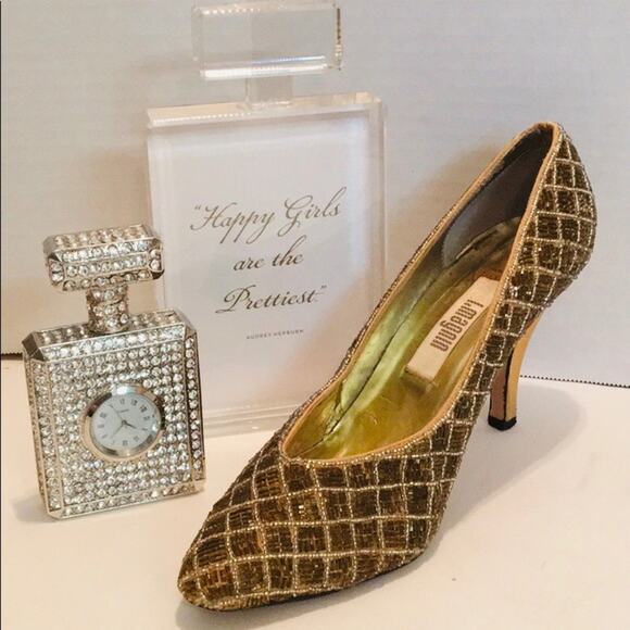 I MAGNIN VINTAGE BEADED LOVELIES HEEL POINTY TOE - Picture 3 of 8